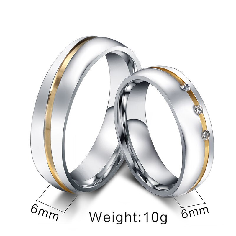 Romantische Bruiloft Ringen Voor Lover Zilver AAA Zirkoon Roestvrij Staal Paar Ringen Engagement Party Promise Ring Party