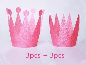 6pcs/Pack First Birthday Crown Headband Silver Pink Blue Glitter Birthday Crown 1st Birthday Hat Photography Prop
