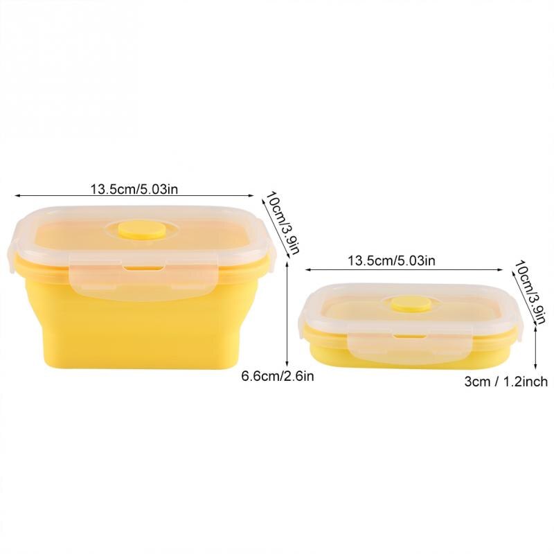 "350Ml Silicone Collapsible Lunch Box Bento Food Container Leakproof Clip Lock Covers For Microwavable Ovens Refrigerators: Yellow