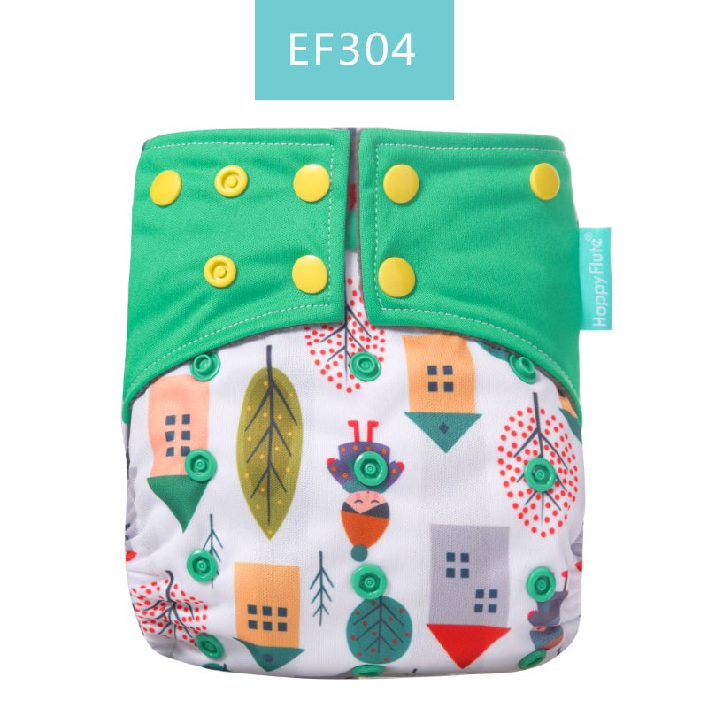 Happy Flute Organic Bamboo Cotton Night Use AIO Cloth Diaper Heavy Wetter Over Night Baby Diapers Fit 3-15kg Baby Two start: Smt022-ef304