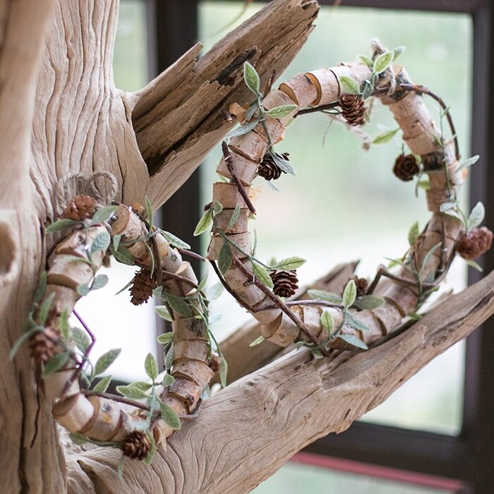 circle farmhouse decor handmade birch Wood Wreath Ideas