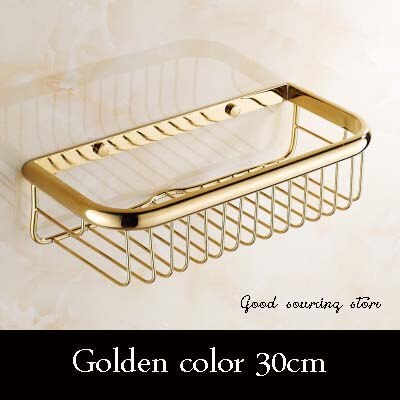 30/45cm brass antique golden oil rubbed brone bathroom shelf, wall mounted bathroom basket: golden color 30cm