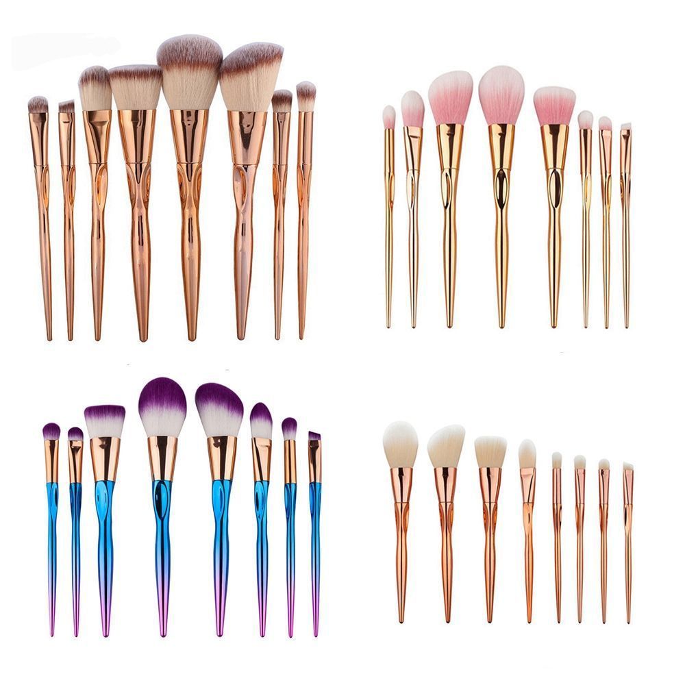 Juego de brochas de maquillaje de Metal GUJHUI Pro 8 Uds. Juego de brochas de maquillaje para maquillaje de maquillaje