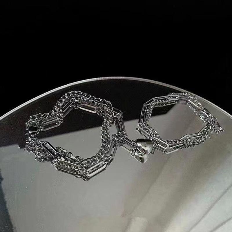 2 Stck Magnet Paar Armbinde Kubanischen Kette Charme Armbinde für Liebhaber Herz Gewinnen Gepaart Brazalete Schmuck Pulsera
