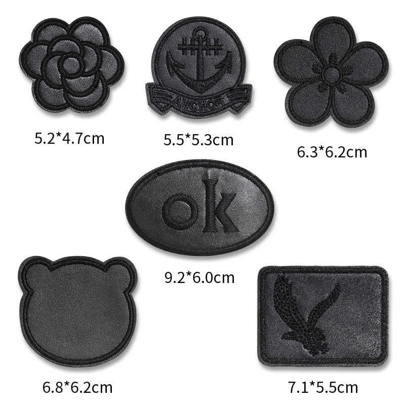 Parche negro autoadhesivo sin costura para chaqueta de plumón, ropa de cuero, bolsas de reparación de alta gama, parche de tela con patrón de decoración de agujeros
