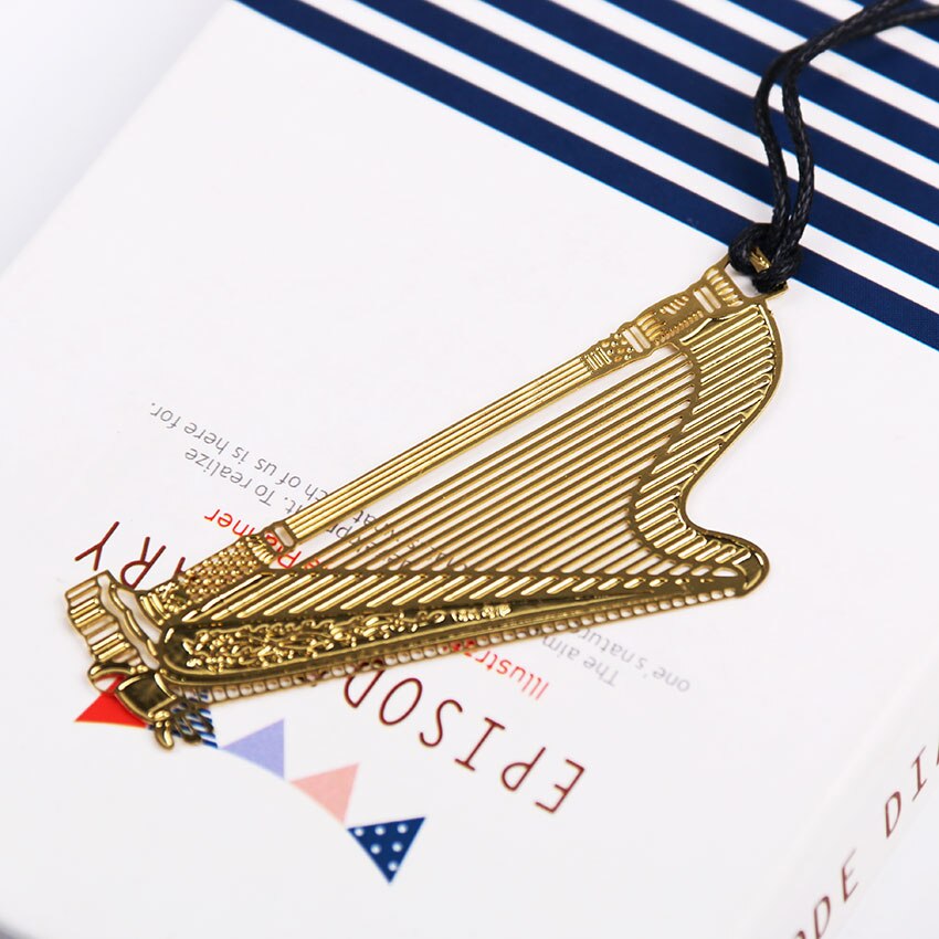 1PC Cute Gold Metal Bookmark Music Piano Guitar Bookmark for Book Korean Stationery: 3
