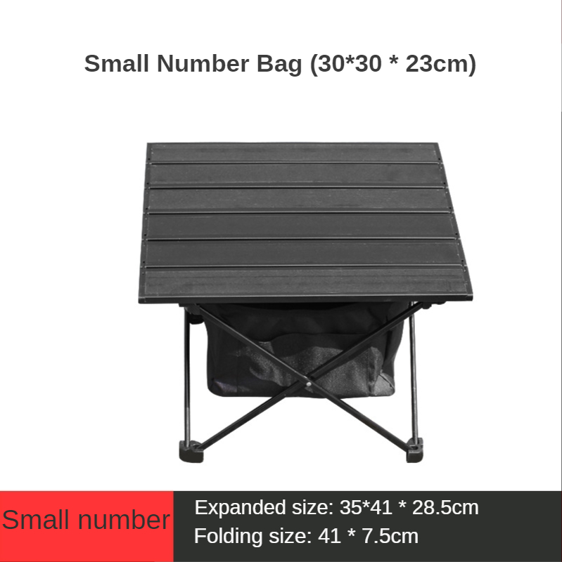 Outdoor Lightweight Aluminum Alloy Folding Table Camping Portable Barbecue Table Self-driving Fishing Table Camping Table: All black small