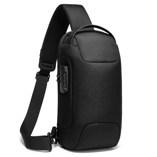 Upgrade Carbon Fiber Streamline Anti-Theft Sling Bag Multifunction Men Chest Bag Male Waterproof Messenger USB Crossbody Bag: Type A Black