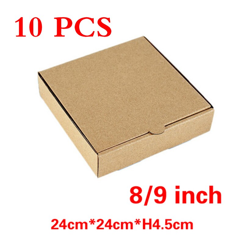 1PCS/10PCS Disposable pizza box 4-14inch pizza Carton Pizza paper box Packing Box Takeaway Kraft Square Packaging Boxes Food box: 24cm x 24cm  10 PCS