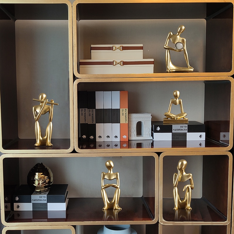 Noords abstract karakter gouden decoratie huis ornament salon kantoor zandsteen decor standbeeld sculptuur