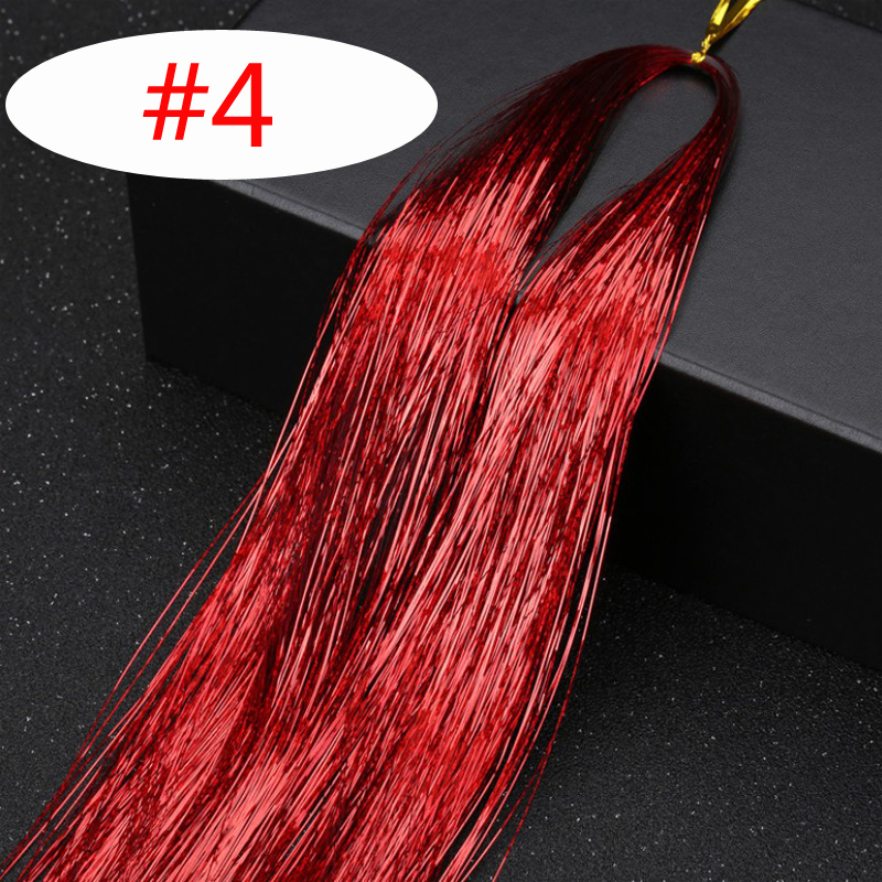 100cm 150 tråder/stk sparkle hair tinsel bling hårdekorasjon for syntetisk hårforlengelse glitter regnbue for jenter og fest: 4