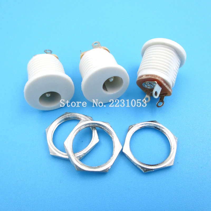 Lot de 10 prises d'alimentation cc  dc022 5.5*2.1 / 5.5 x 2.1mm / connecteur cc pour montage sur panneau, prise cc blanche -022