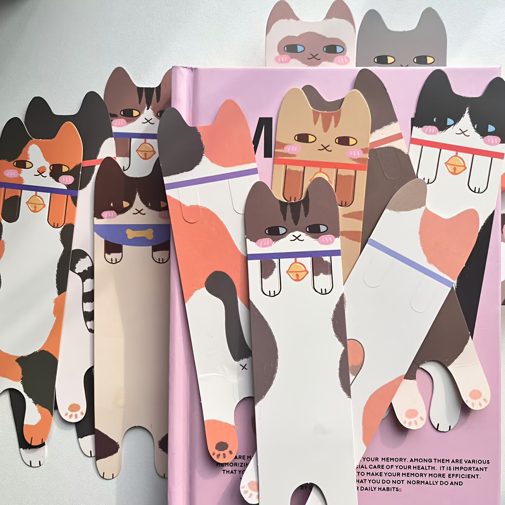 30 Uds. Marcapáginas de gato de dibujos animados para estudiantes, libros de lectura, páginas de libros, etiquetado, tarjetas de papel, libros, suministros de oficina, marcapáginas decorativo DIY