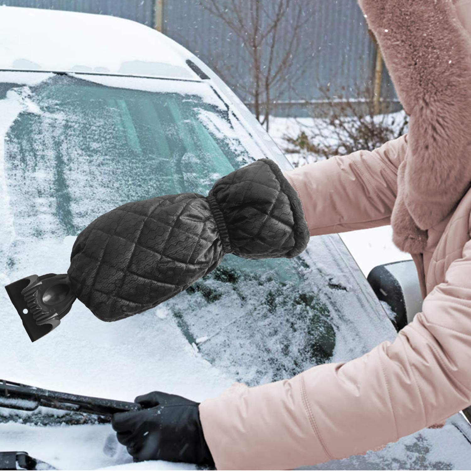 Auto Ijskrabber Mitt Sneeuw Schraper Removal Handschoen Oxford Doek Reinigen Sneeuwschuiver Ijskrabber Tool Voor Auto Venster
