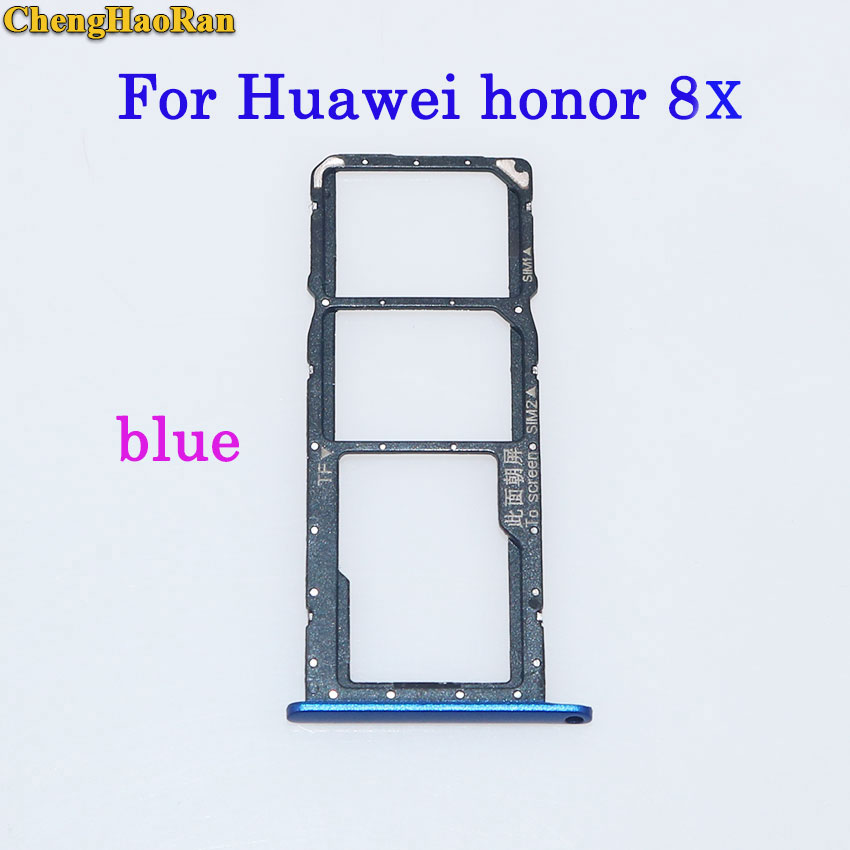 ChengHaoRan plateau de carte SIM + plateau de carte Micro S D pour Huawei Honor 7/8/8X/8X max/8 lite pièces de réparation support de fente de plateau de carte SIM: honor 8x--blue