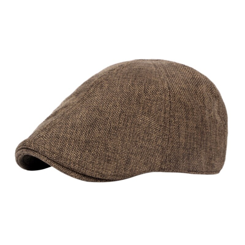 Klassisk glof hat herrer åndbar retro and hat mænds fremad kasket britisk vind grov linned beret: Kaffe