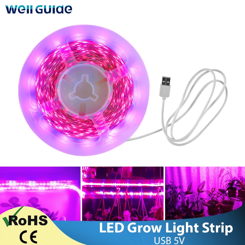Led Grow Light Volledige Spectrum Usb 5V Led Strip 1m2m 3 M 4 M 5 M Smd 2835 Chip led Phyto Lamp Voor Greenhouse Hydrocultuur Plant Groeit