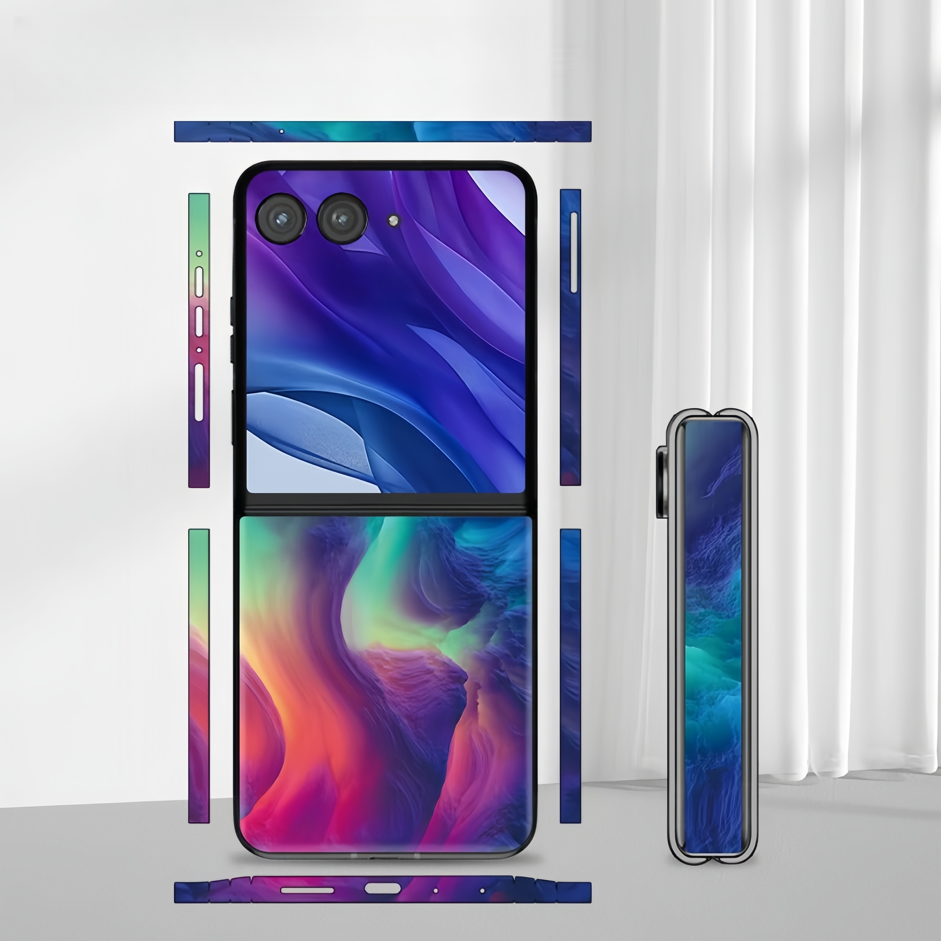 Colorful Anti-Scratch Phone Skin For Motorola Razr 40 50 Ultra Back + Hinge Decal Matte Film For Moto Razr 40 50 Decal Sticker