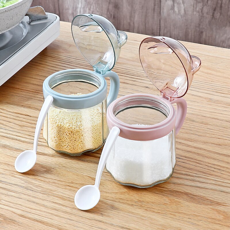 Lids Bulk Spice Jars Spoon Set Glass Shakers Salt Pepper Spice Storage Container Salero De Cocina Kitchen Organizer EA6TWG