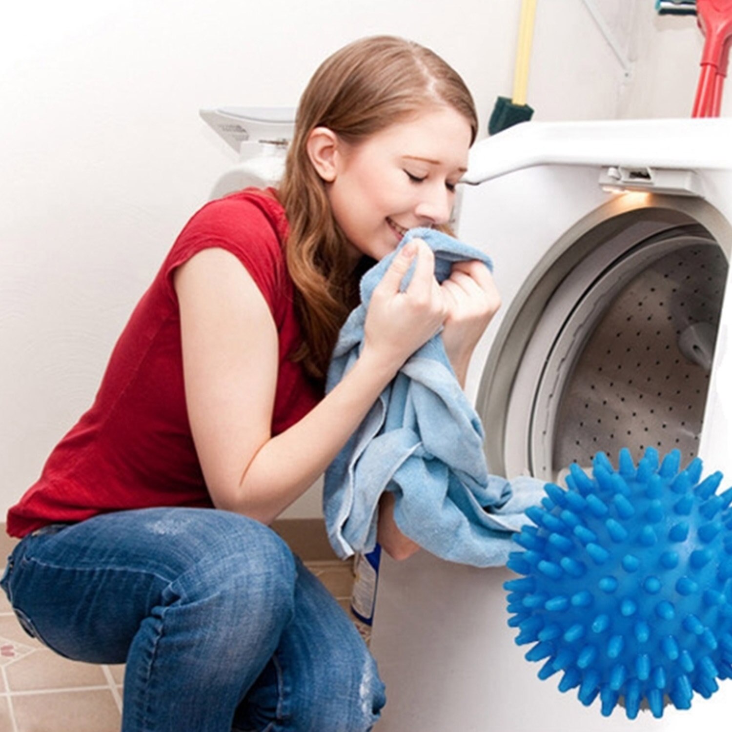 Behogar-Bolas de secado de ropa reutilizables, bolas suavizantes de tela para el hogar, colores mezclados, 6 uds.