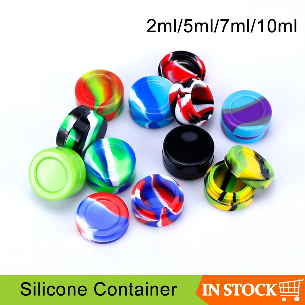 4 Type 2 Ml 5 Ml 7 Ml 10 Ml Anti-aanbak Siliconen Container Opbergdoos Voor Olie Wax Jar Dab wax Container Willekeurige Kleur