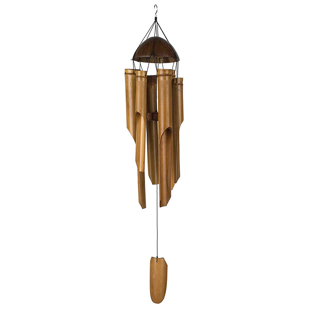 Bamboo Wind Chimes Big Bell Tube Coconut Wood Handmade Indoor and Outdoor Wall Hanging Wind Chime Decorations: Default Title