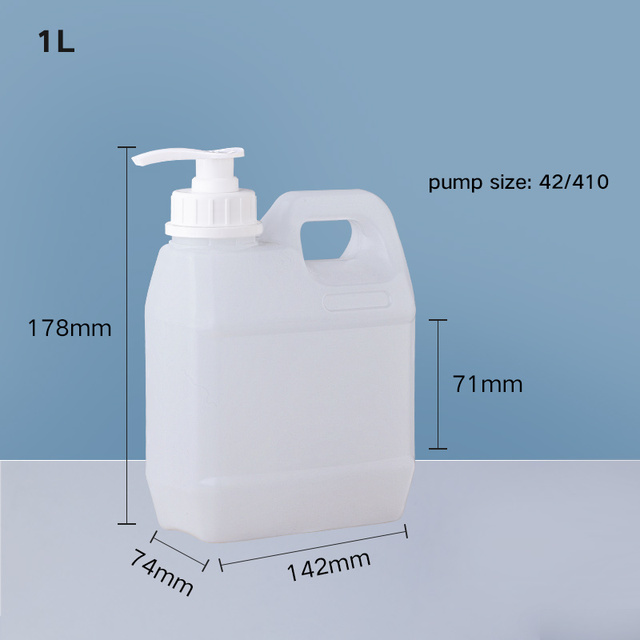 1000ML Plastic Jerry Can Square Storage Container HDPE liquid Refillable bottle Alcohol Disinfectant Container 1Pcs: Translucent pump
