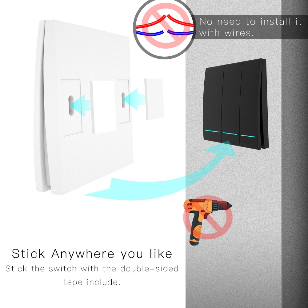 433Mhz Draadloze Smart Switch Rf Afstandsbediening Ontvanger Drukknop Controller Wandpaneel Zender, 2 Way/3 Way Multi-Controle