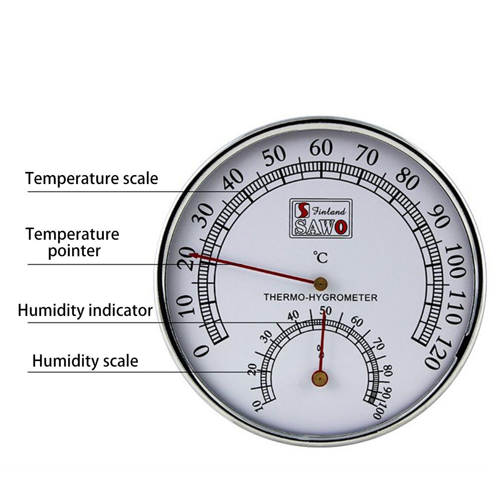 2-In-1 Sauna Thermometer Hygrometer Sauna Thermometer Metalen Behuizing Exquisite Dial Temperatuur Vochtigheid Meting Voor Huizen 4
