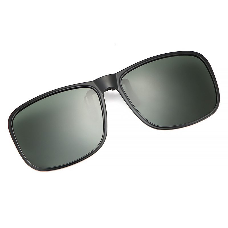Polarized Clip Sunglasses Square Myopia Glasses Clip Driving Fishing Outdoor Cycling Night Vision Clip-on Goggles Eyeglasses: Gold