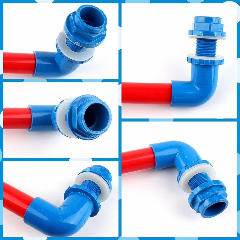 1pc 1/2"~1 1/2" PVC Pipe Fittings Aquarium Fish Tank 90 Degree Elbow Connector Overflow Thread Water Supply Accessories Joint