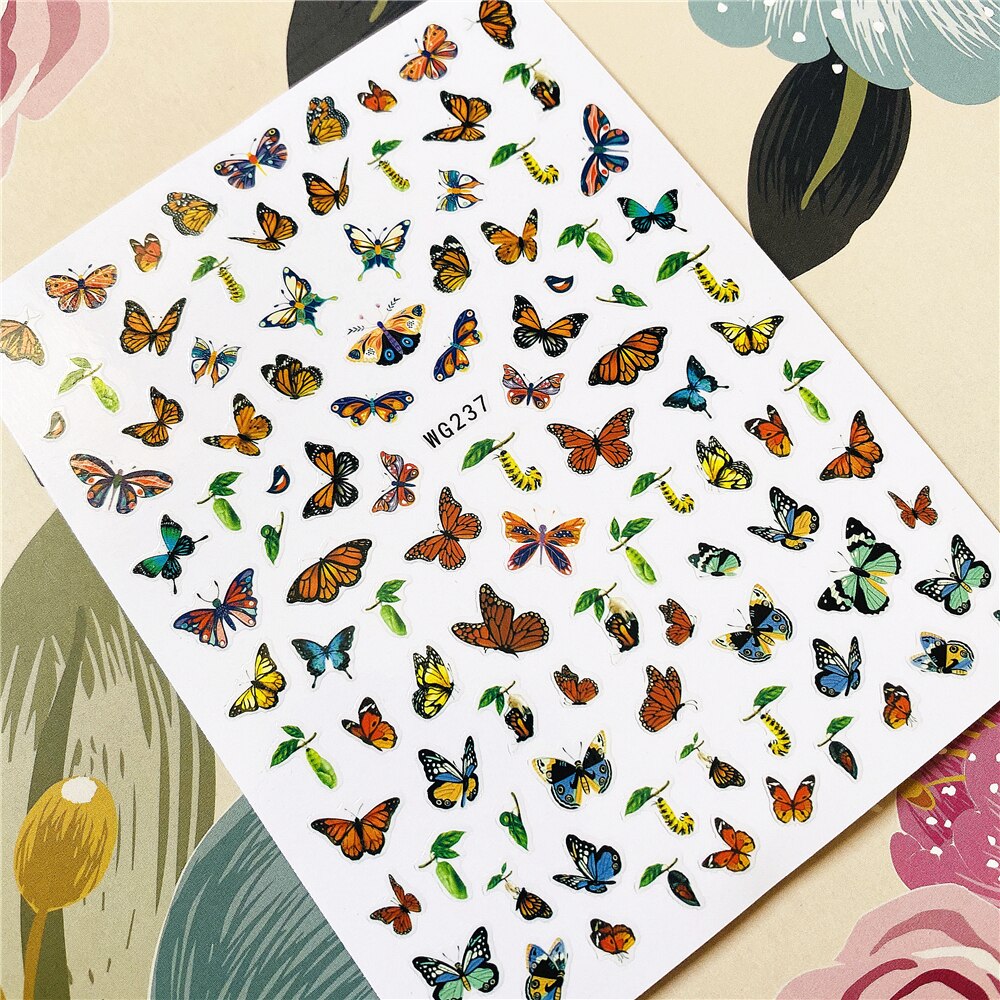 Wg -231-234 prachtige vlinder fantasie 3d lijm op de achterkant nagel sticker nagel decoratie nagel kunst nagel gereedschap nagel ornament