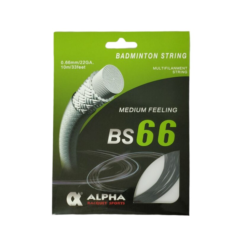 Alpha 1PC 0,66mm Badminton Schnur BS66 12m Badminton Schnur Durchführen Darm Gute Maschine Schnur Männer: Schwarz