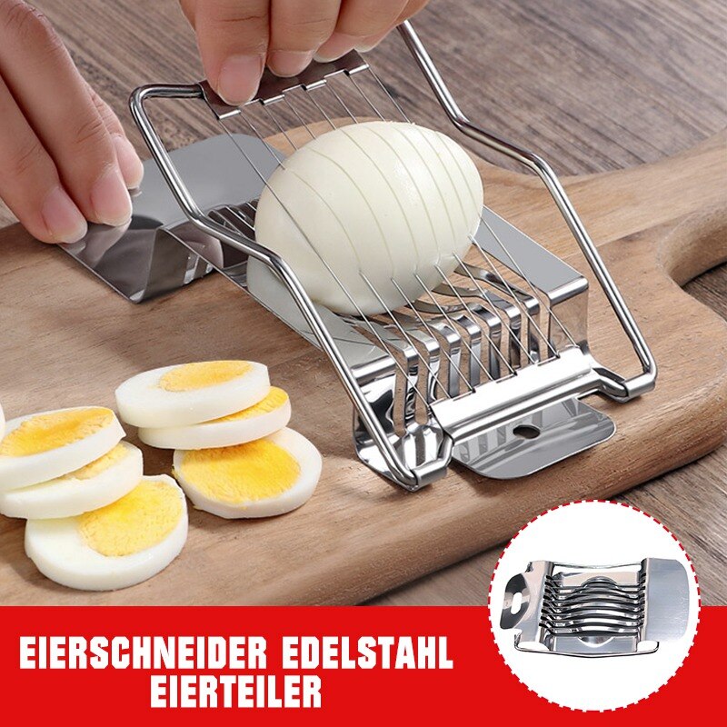 Æggerørende æggeskærer i rustfrit stål æggedeler mozzarella-delerhakker nyttigt sølv miljøvenligt køkkenæggeværktøj