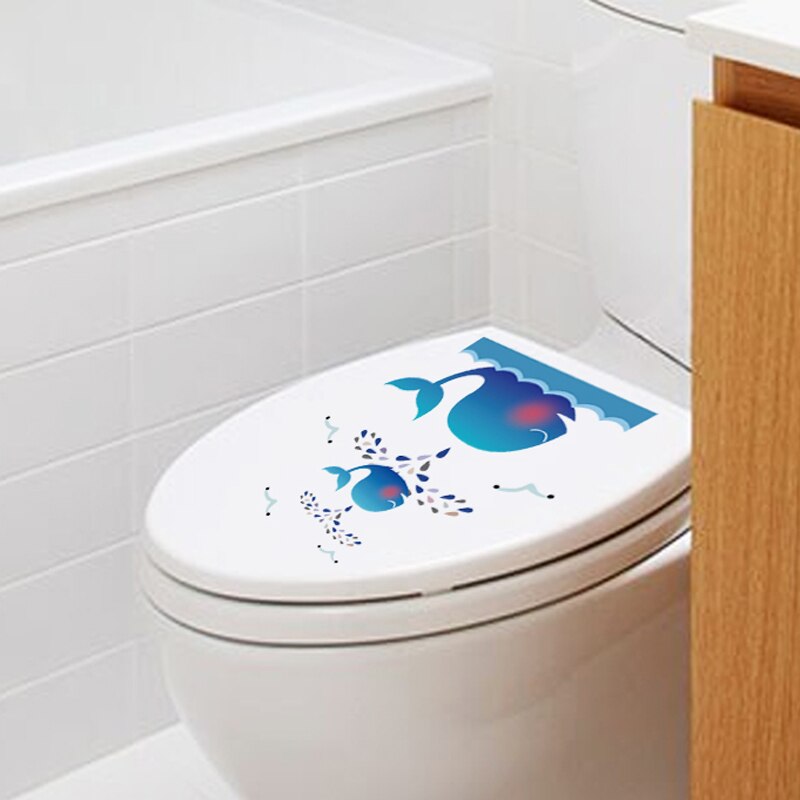 Cartoon cute whale wall stickers living room cupboard Home Decor kids room Decal waterproof Removable toilet stickers decoration