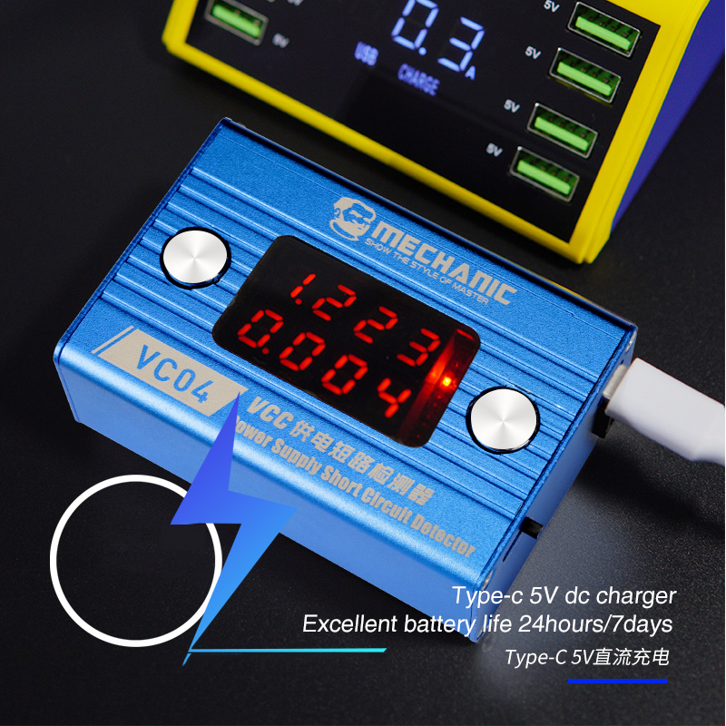 MECHANIC VC04 Short Circuit Detector 1.2V 1.8V 3.0V 3.8V Output Voltage 25A VCC Power Supply Phone Repair Shortkiller