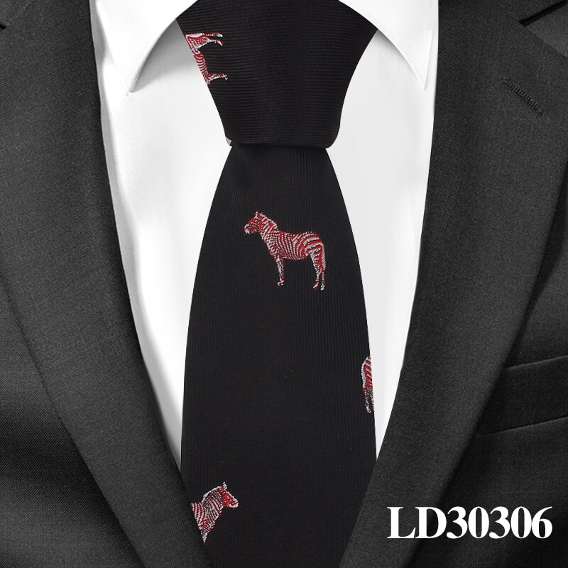 Animal Necktie For Men Polyester Jacquard Cartoon Neck Tie for Wedding Business Suits 6cm Skinny Ties Slim Men Tie Gravatas: LD30306