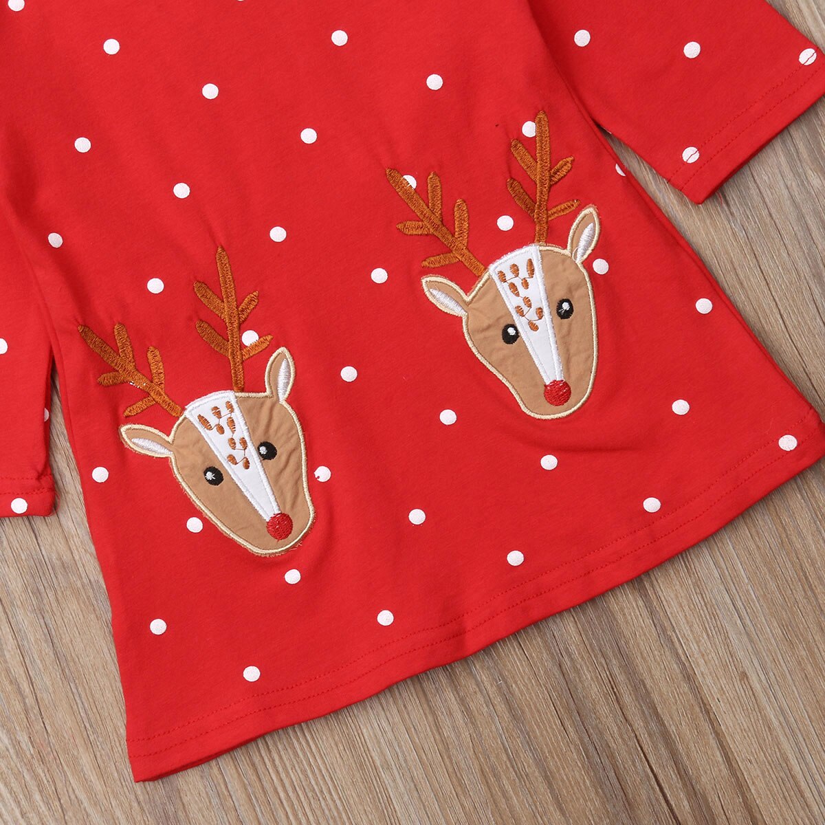 Mærke spædbarn børn baby piger jul kjole hjorte elg broderi langærmet knælang a-line kjole rød kjole 6m-6y