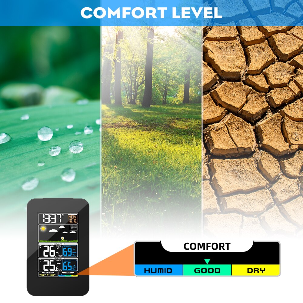 Digital Thermometer Hygrometer Weather Station Digital Weather Forecast Station Indoor Outdoor Thermometer Mini Hygrometer