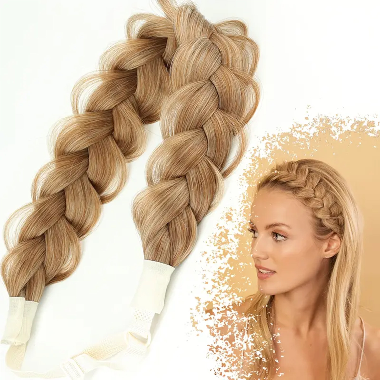Synthetic Hair Braided Headband With Elastic Band Style Black Brown Girls Braided Headwear Hair Accessories Suitable For Women: Natural Color