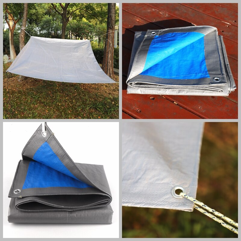 Lona de PE plateada y azul de 0,23mm de grosor, impermeable, para camión, coche, balcón, camión