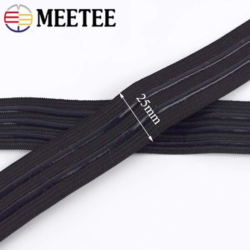 Meetee 5/10M 25Mm Antislip Elastische Bands Silicagel Streep Sportkleding Broek Lente Riem Diy kledingstuk Naaien Accessoires Materiaal