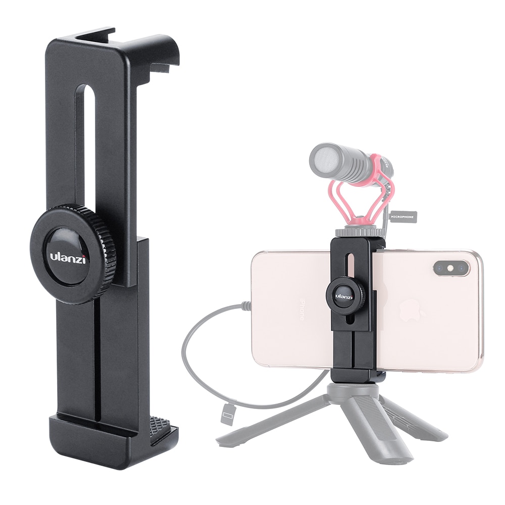 Ulanzi ST-02L Aluminium Telefoon Statief Houder Adapter Met Microfoon Koude Shoe Mount Voor Iphone X Xs Max Android Mobiele Vlog setup