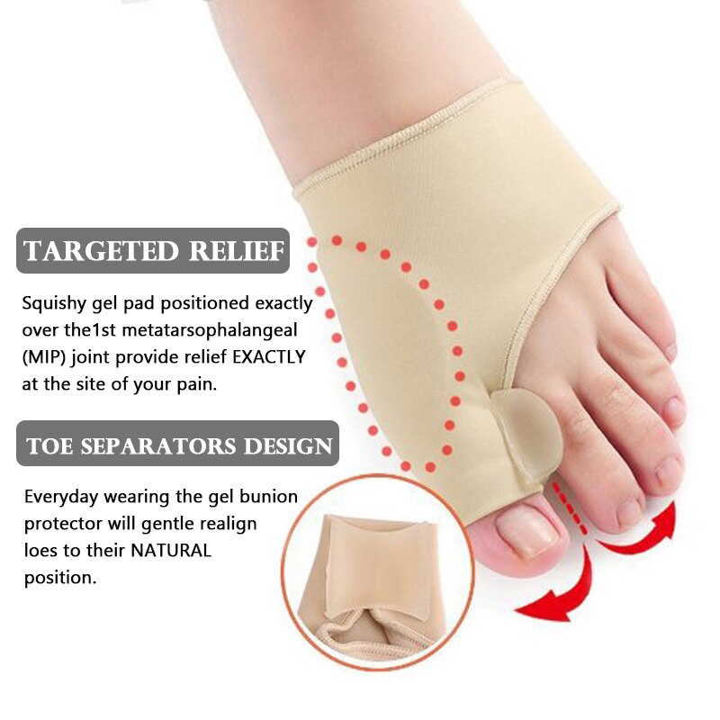 1Pair Toe Separator Hallux Valgus Bunion Corrector Orthotics Feet Bone Thumb Adjuster Correction Pedicure Sock Straightener