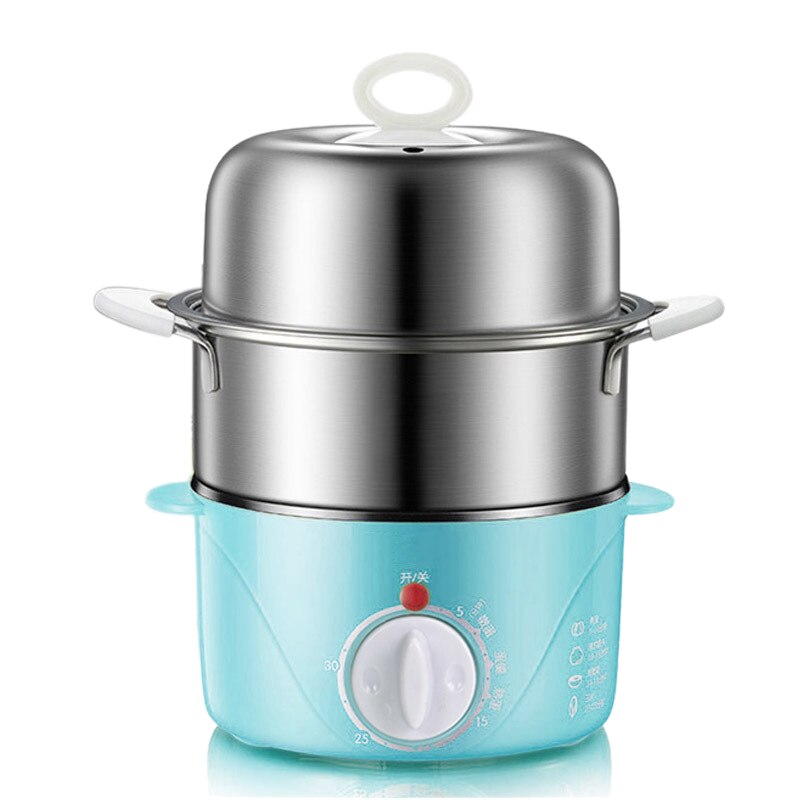 Household Double Layer Electric Egg Cooker Boiler for Up to 14 Eggs Stainless Steel Tray Pot/Cook Noodles(US Plug)