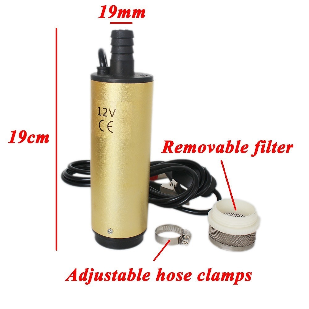 Waterpomp, 12V 3,8cm roestvrijstalen dompelpomp voor water Dieselolie Waterpomp, 12V 3,8cm roestvrijstalen dompelpomp voor water Dieselolie