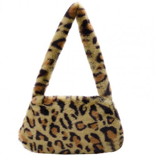 Schultertasche mit leopardenmuster, tragbar, quadratisch, vielseitig kombinierbar, plüsch-achseltasche, bekleidungsaccessoire, tragbare achseltasche mit kuhmuster: Gelber leopardenprint