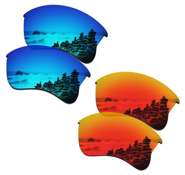 Smartvlt 2 par polariserede solbriller erstatningslinser til oakley flak jacket xlj isblå og brandrød: Default Title
