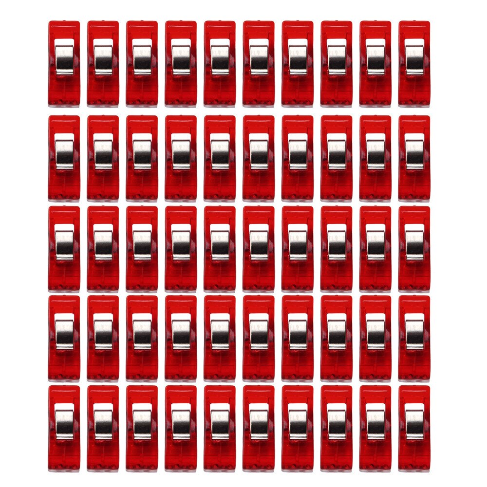 50 PCS Transparent Plastic Clips Craft Home Supply Fabric Quilting Craft Sewing Knitting Clips 3 Colours Optional: Red