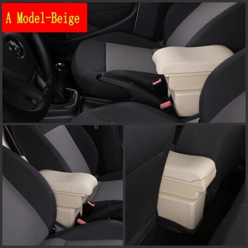 Boîte accoudoir pour Peugeot 307, boîte de rangement central avec interface USB support de verre, cendrier: A-Beige